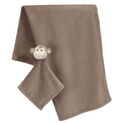 41194 baby tæppe med nusseklud abe brun blød Hobbysy