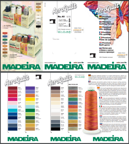 Tråd farvekort maskinbroderi Aeroquilt polyester nr.40 fra Madeira